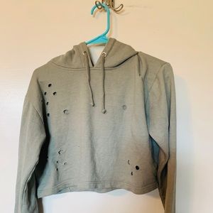 Cropped and Distressed Boohoo Hoodie
